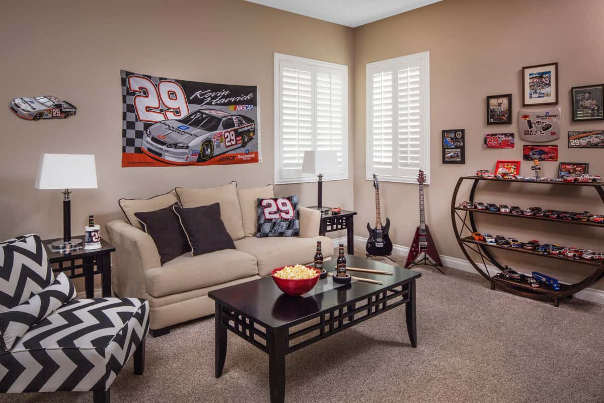 San Diego man cave with shutters
